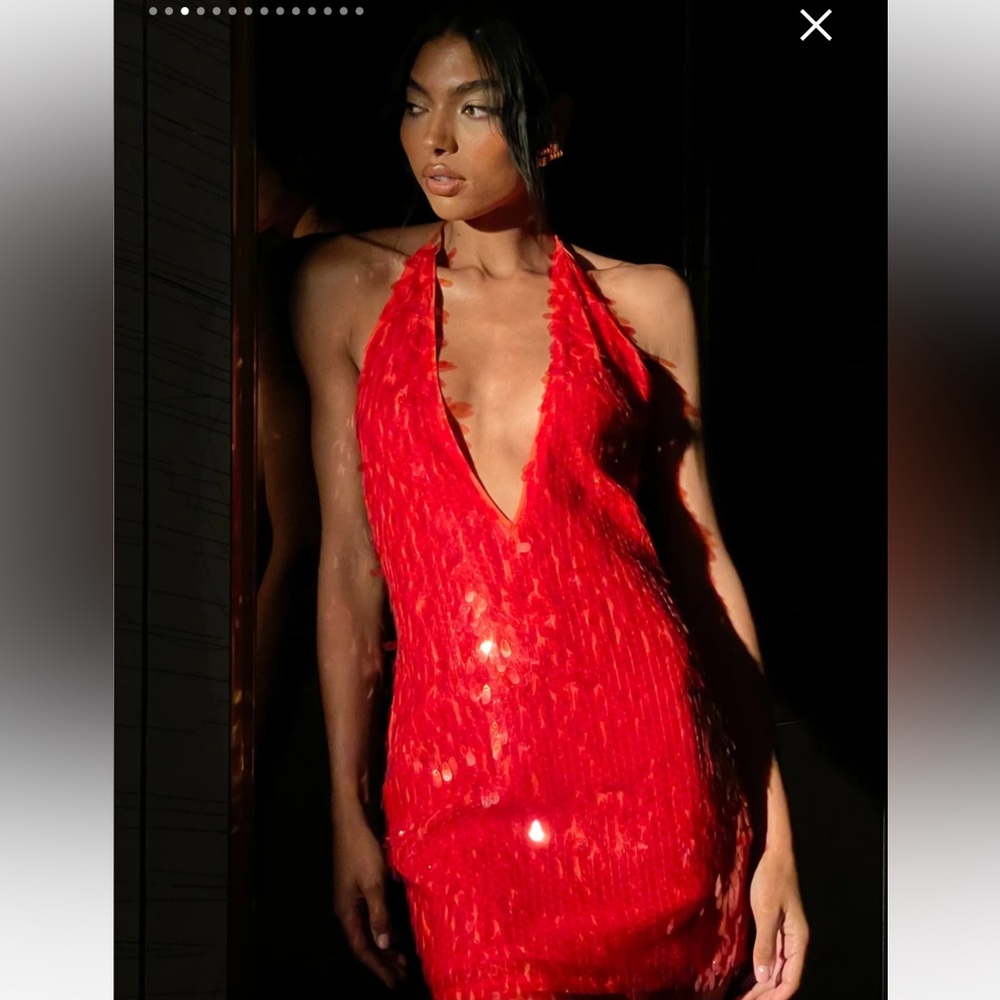 Meshki Red Primrose Sequin Mini Dress size small
